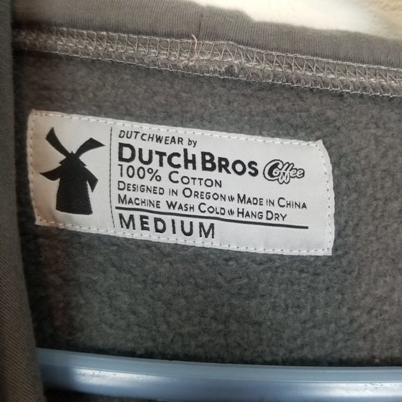 Dutch Brothers Mens M Gray Spell Out Long Sleeves Pullover Hoodie Sweatshirt - Picture 6 of 7